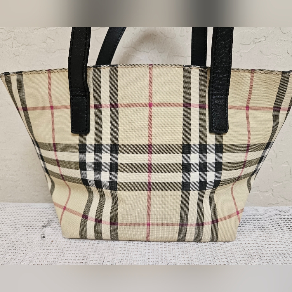 Burberry Coated Canvas Small Handbag Satchel AUTHENTIC - Picture 9 of 16